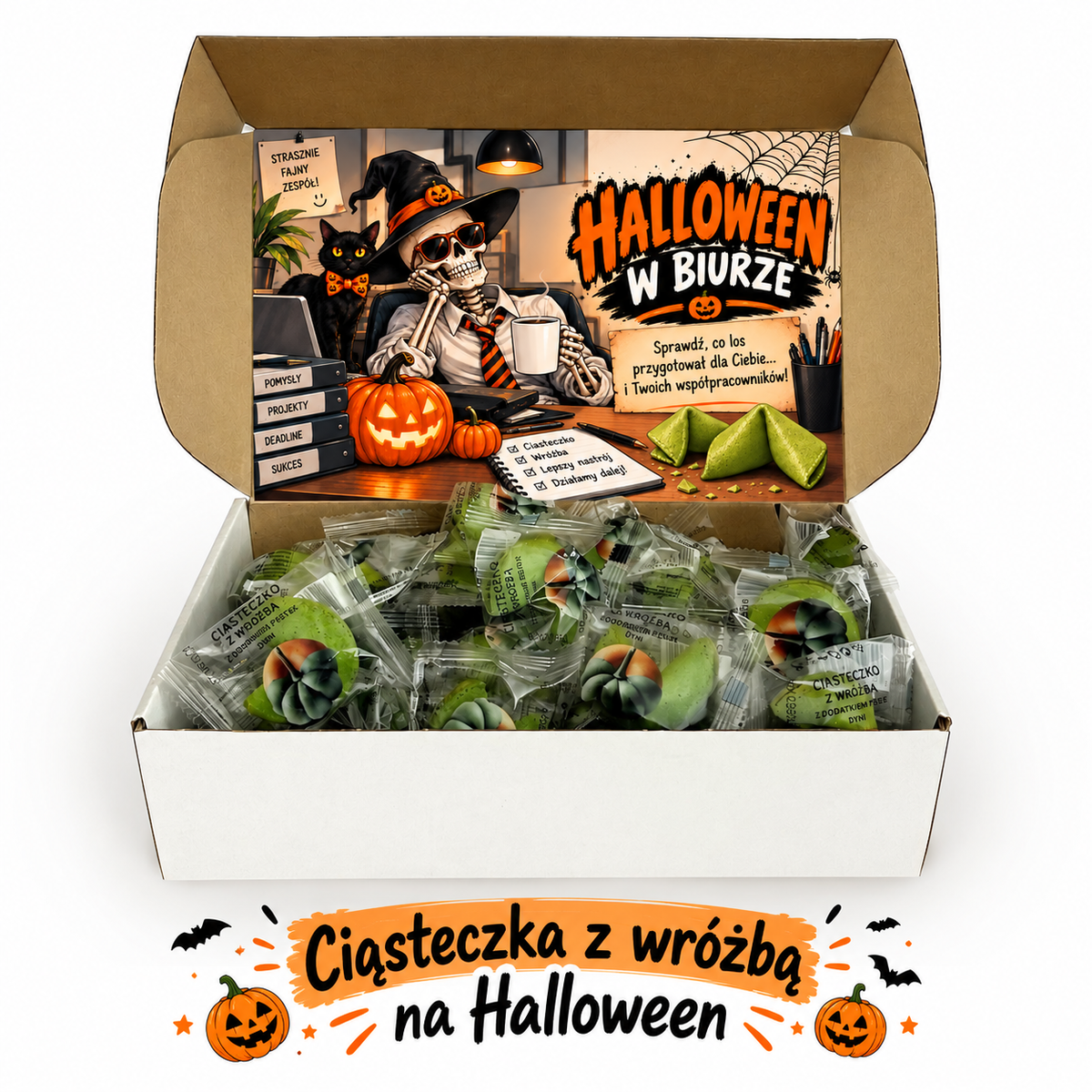 Ciasteczka z wróżbą Halloween w biurze – dla dorosłych